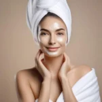 Imagen de una mujer con una toalla en la cabeza y un albornoz. Servicios estéticos de higiene, depilación y maquillaje | Centro de Estética y Peluquería Marfil.
