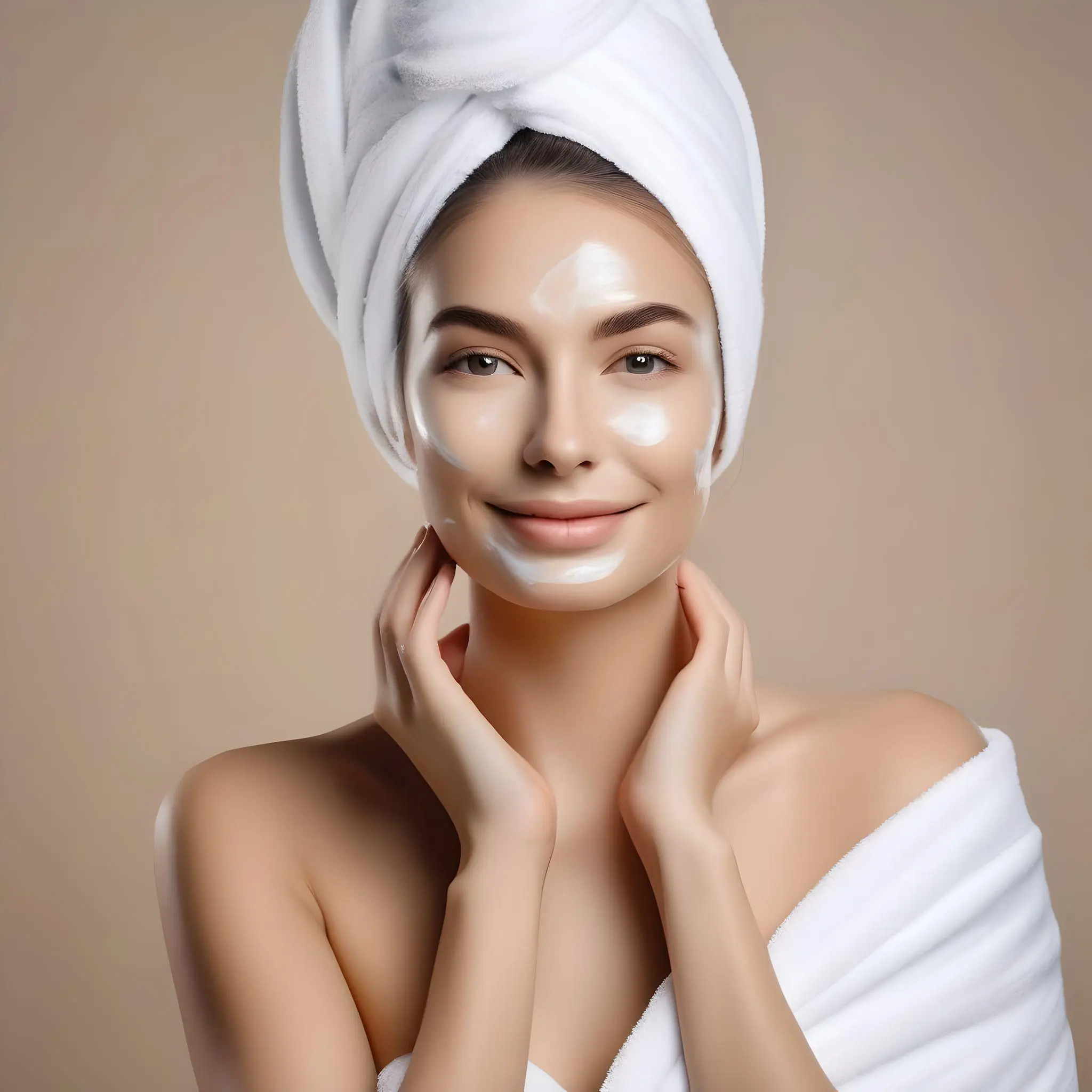 Imagen de una mujer con una toalla en la cabeza y un albornoz. Servicios estéticos de higiene, depilación y maquillaje | Centro de Estética y Peluquería Marfil.