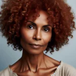 Mujer de mediana edad, con pelo teñido y rizado